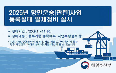 항만운송사업 등록실태 일제정비